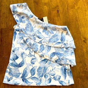 White House Black Market NWT - XS - Floral Asymmetrical Top